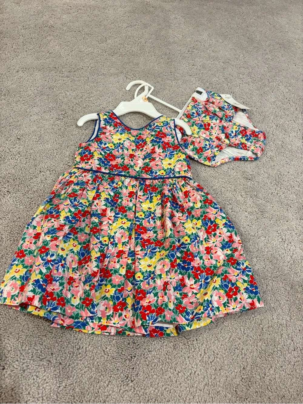 Ralph Lauren Multicolor Floral Dress with Matching Bloomers - 12 Months